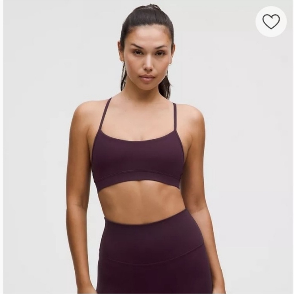 Lululemon Nwts Flow Y Nulu Bra Sz 2 A-C The New Color, Black Plum!